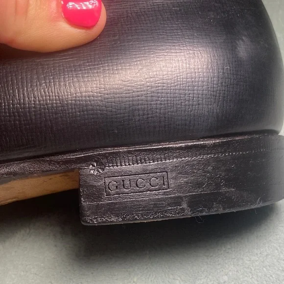 Gucci Black Leather Men's Slip-On Loafers - Picture 3 of 16